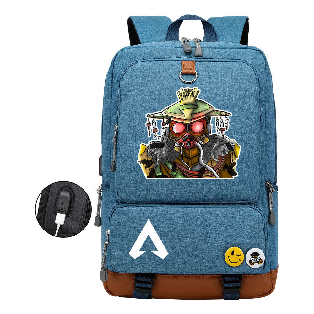 Apex Hero Print Usb Student Backpack Casual Backpack