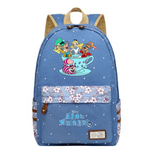 Anime Cartoon Cheshire Cat Print Youth Student Backpack With Floral Casual Backpack