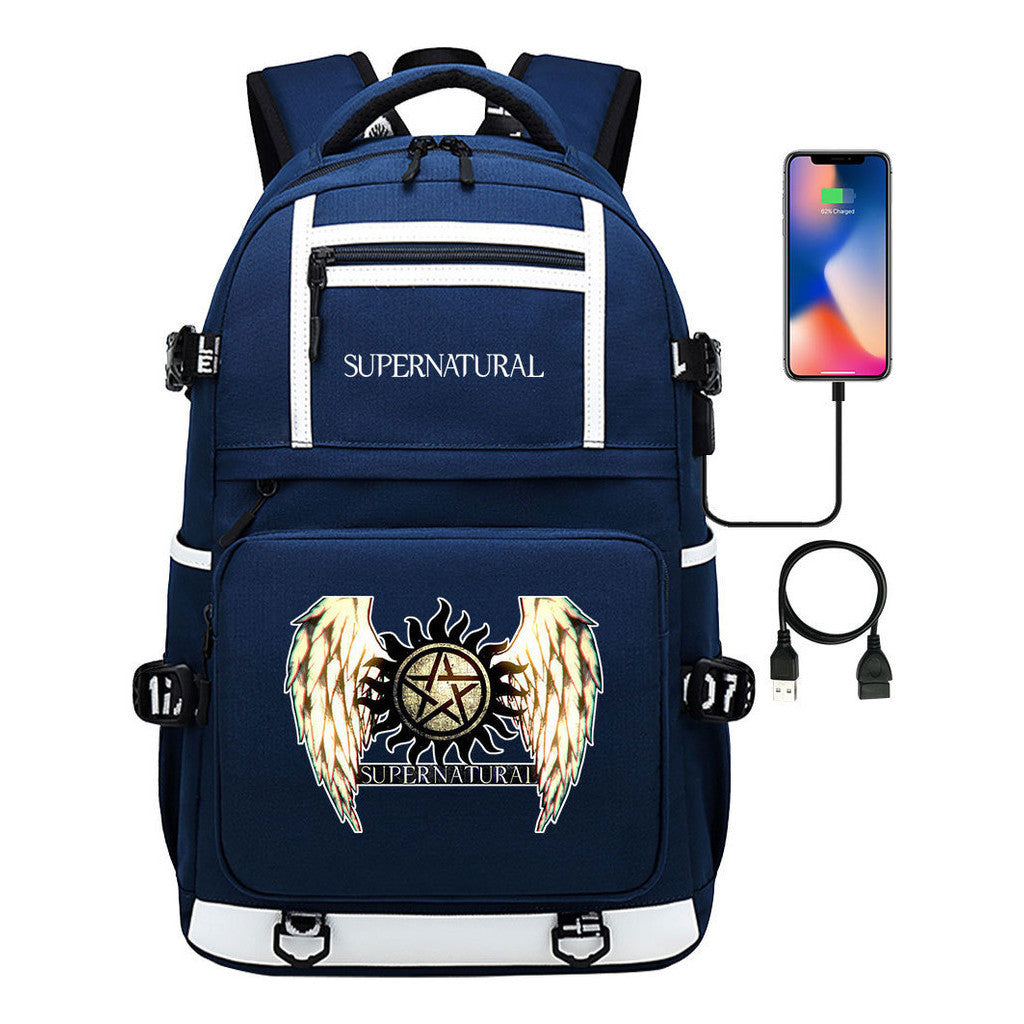 Evil Power Usb Youth Student School Bag Men's And Women's Backpack Leisure Travel Backpack