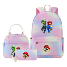 Super Mario Youth Student Girls School Bag Lunch Bag Three Piece Backpack Set
