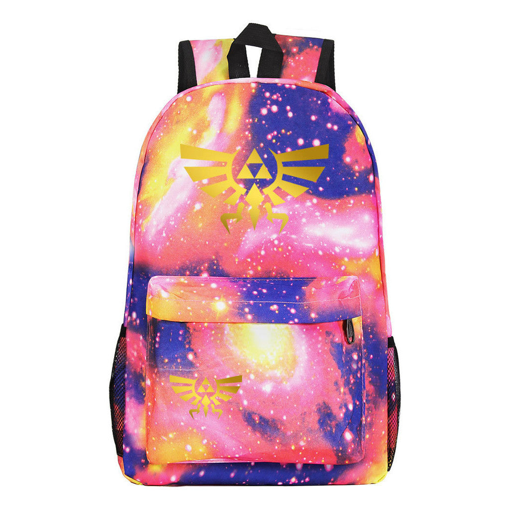 Golden Printed Youth Student Backpack Men And Women's Leisure Backpack