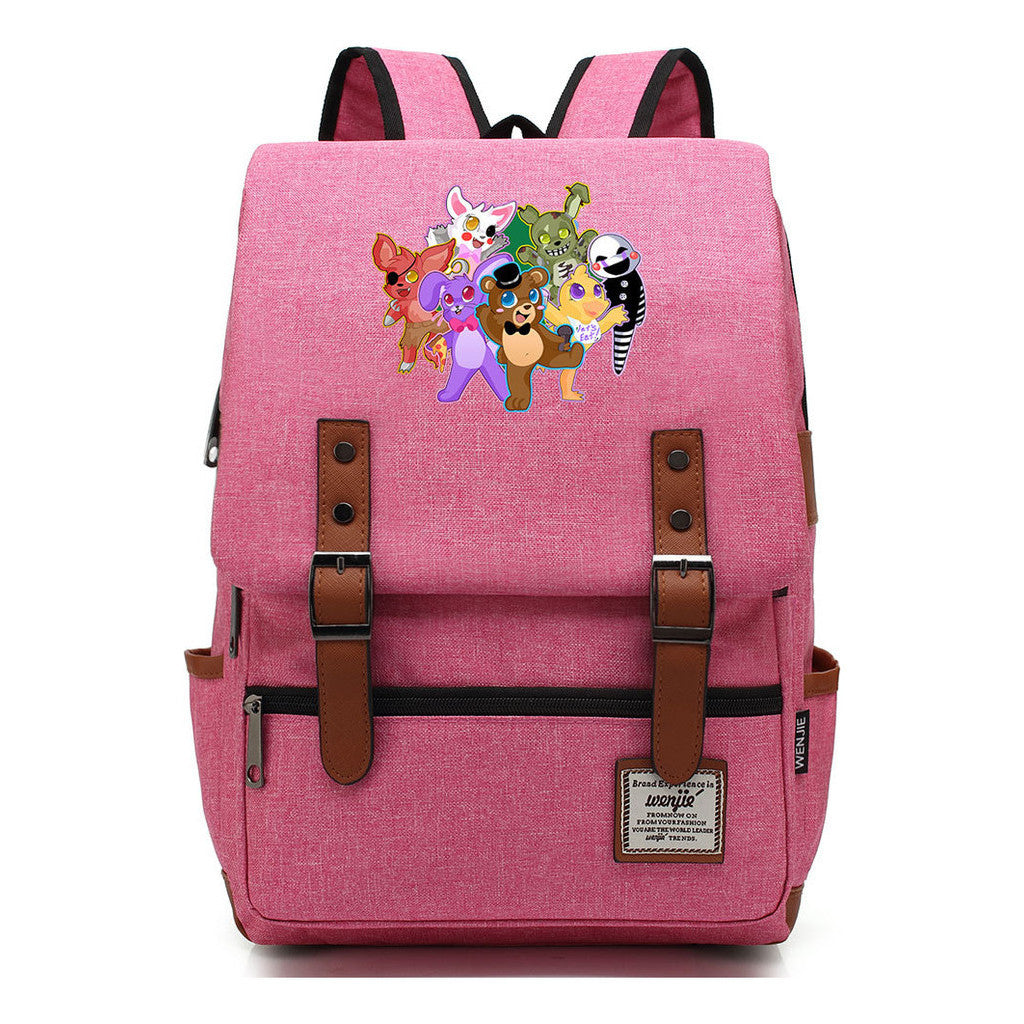 Toy Bear Printed Teenage Student Backpack For Men And Women, Casual Belt Buckle, Classic Backpack