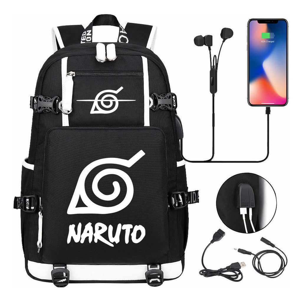 Naruto Usb Large Capacity Youth Student Backpack For Men And Women's Leisure Travel Backpack