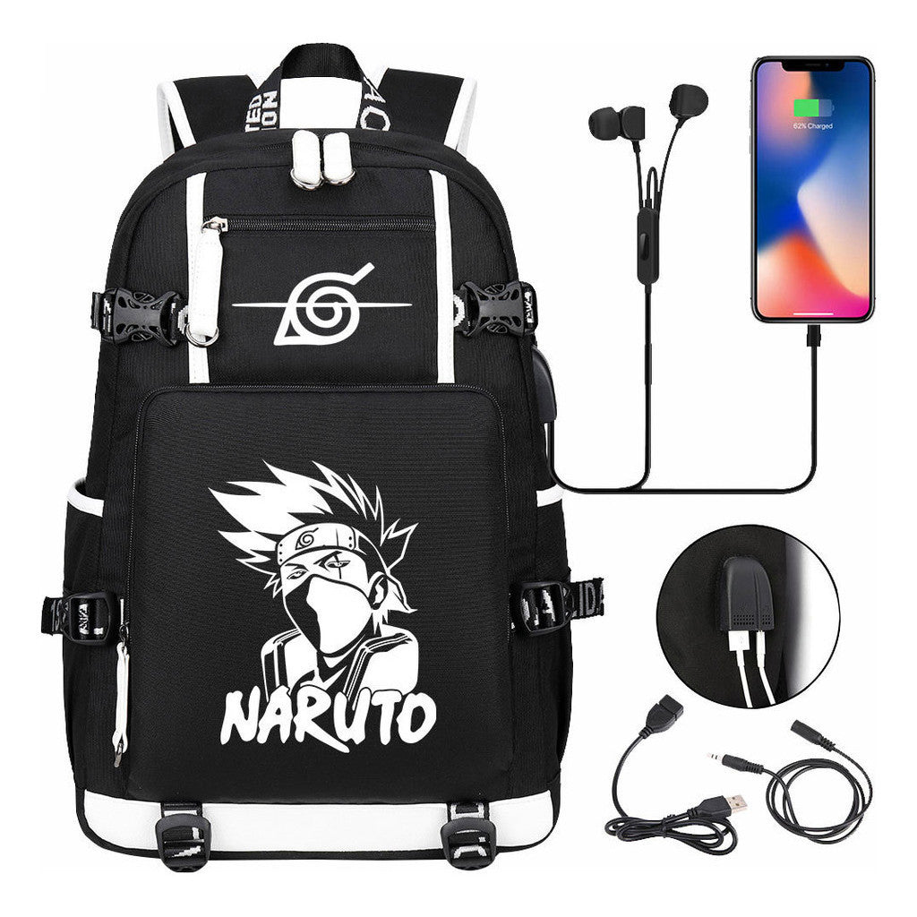 Naruto Usb Large Capacity Youth Student Backpack For Men And Women's Leisure Travel Backpack