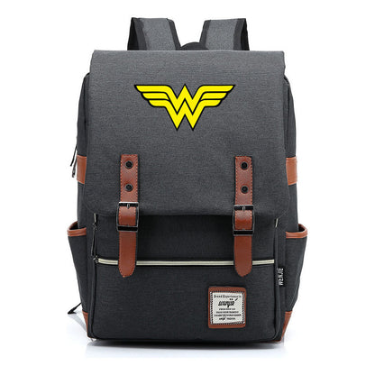 Anime Wonder Woman Printed Youth Student School Bag Men's And Women's Leisure Belt Buckle Backpack