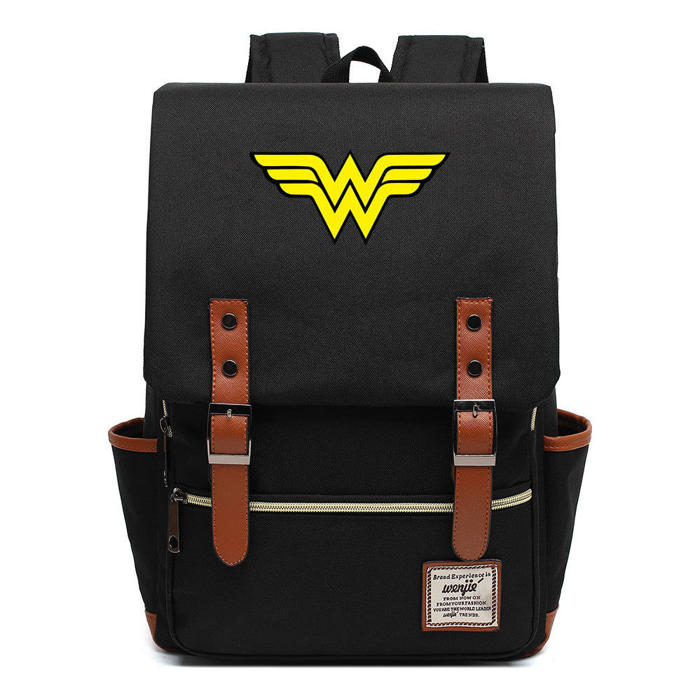 Anime Wonder Woman Printed Youth Student School Bag Men's And Women's Leisure Belt Buckle Backpack