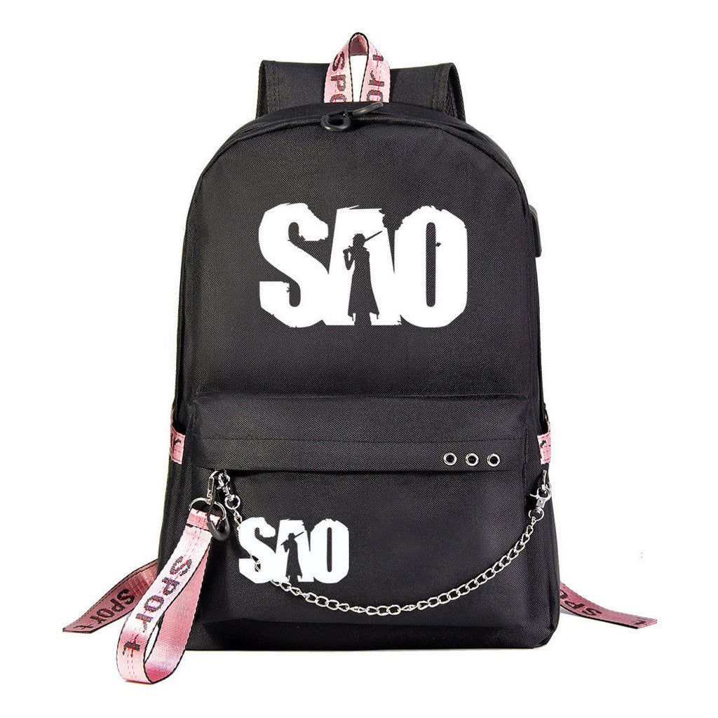 Sword God Domain Printed Usb Youth Student Backpack For Men And Women's Leisure Travel Backpack