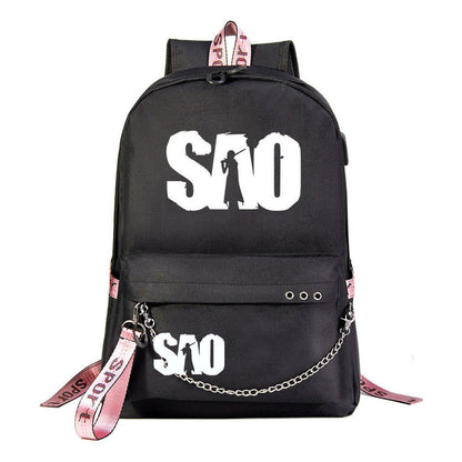 Sword God Domain Printed Usb Youth Student Backpack For Men And Women's Leisure Travel Backpack