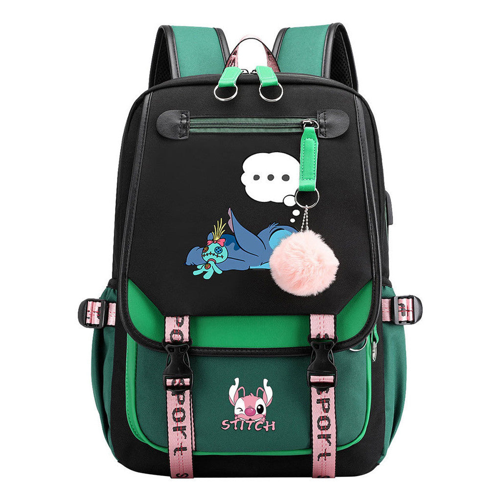 Usb Student Backpack Men's And Women's Casual Woven Strap Flip Backpack