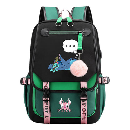 Usb Student Backpack Men's And Women's Casual Woven Strap Flip Backpack