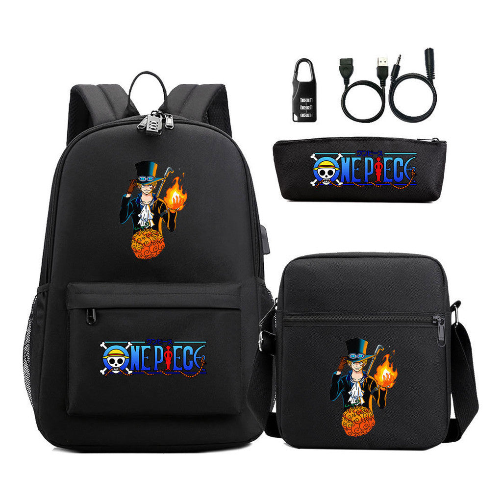 Usb Password Lock Student Backpack Three Piece Set Backpack Set