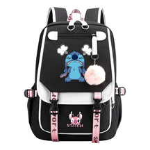 Interstellar Baby Stitch Usb Backpack For Men And Women, Casual Woven Strap Flip Back Backpack