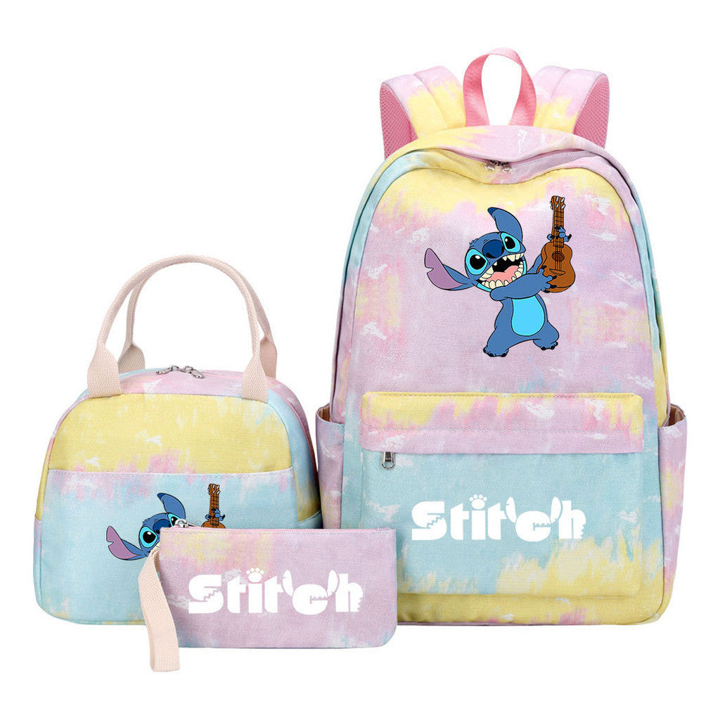 Interstellar Baby Stitch Youth Student Girls School Bag Lunch Bag Three Piece Set Backpack Set