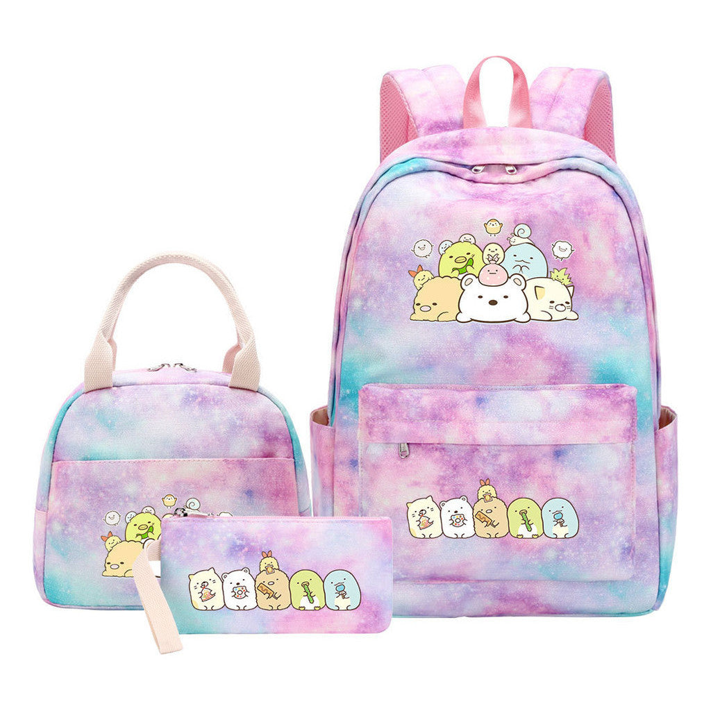 Game Corner Biology Student Girls School Bag Lunch Bag Three Piece Set Backpack Set