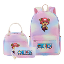 Cartoon Pirate King Youth Student Girls School Bag Lunch Bag Three Piece Set Backpack Set