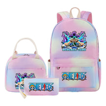 Cartoon Pirate King Youth Student Girls School Bag Lunch Bag Three Piece Set Backpack Set