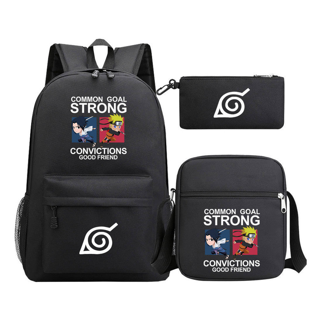 Anime Naruto Starry Sky Student School Bag Three Piece Set Backpack Set