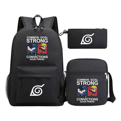 Anime Naruto Starry Sky Student School Bag Three Piece Set Backpack Set