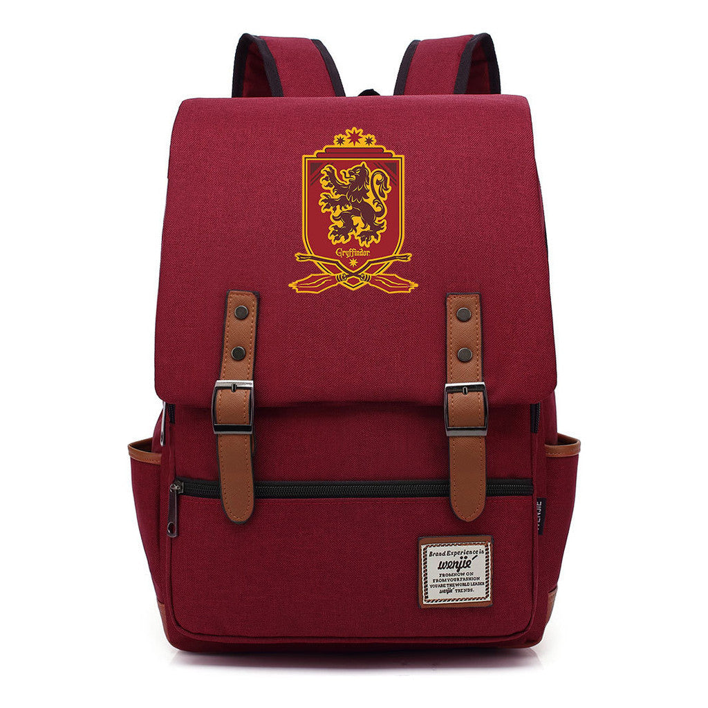 School Of Witchcraft And Wizardry Printed Youth Student Backpack For Men And Women, Casual Belt Buckle, Classic Backpack