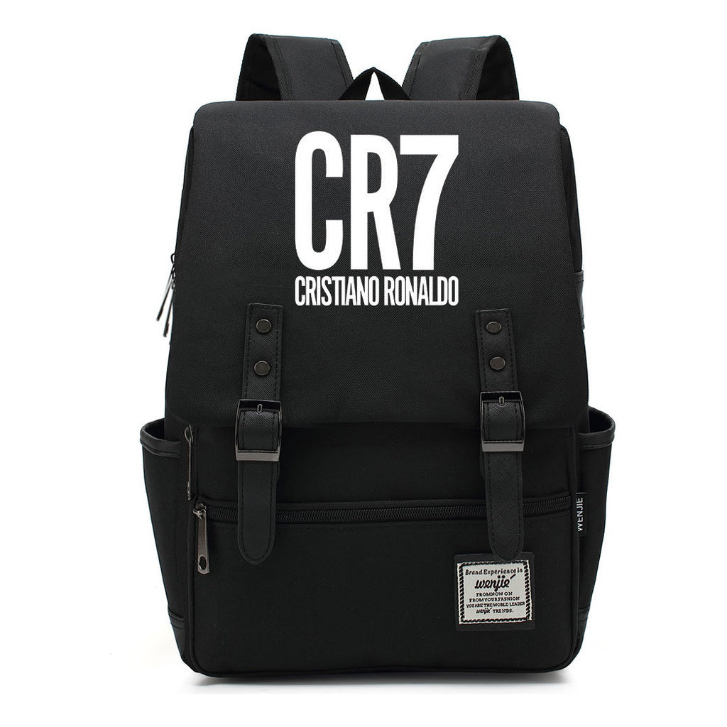 Football Star Cristiano Ronaldo Printed Backpack For Men And Women With Casual Belt Buckle Classic Backpack