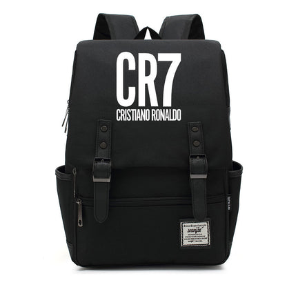 Football Star Cristiano Ronaldo Printed Backpack For Men And Women With Casual Belt Buckle Classic Backpack