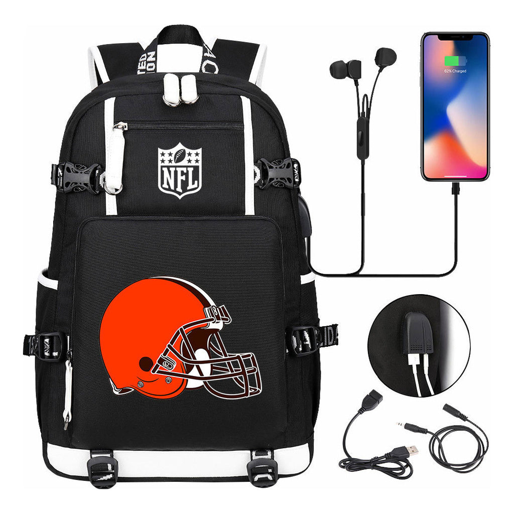 Rugby Team Printed Usb Youth Student Backpack, Leisure Travel Backpack