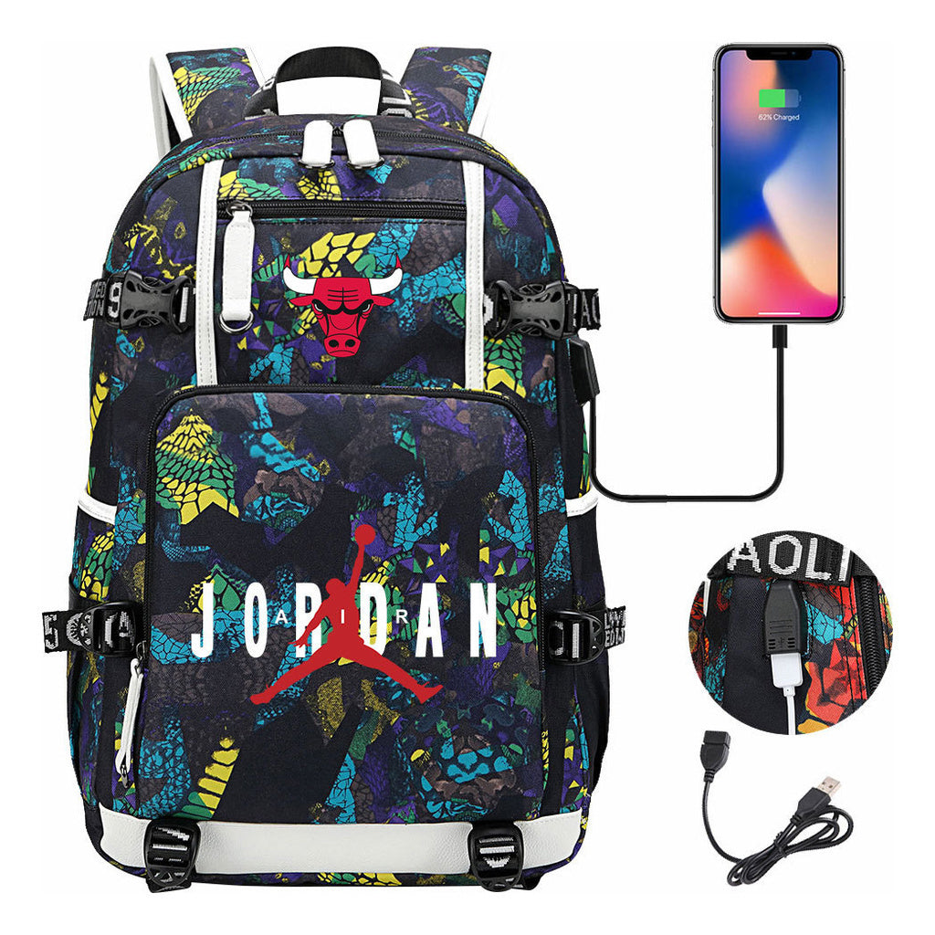 Sports Basketball Star Printed Usb Youth Student Backpack For Men And Women's Leisure Travel Backpack