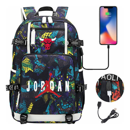 Sports Basketball Star Printed Usb Youth Student Backpack For Men And Women's Leisure Travel Backpack