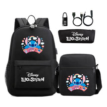 Interstellar Baby Stitch Usb Password Lock Youth Backpack 3-piece Set For Men And Women Backpacks