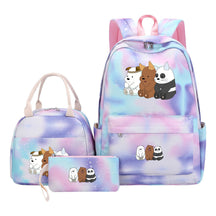 Cartoon Cute Three Cheap Bears Youth Student Girls School Bag Lunch Bag Three Piece Set Backpack Set