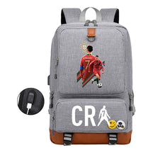 Football Star Cristiano Ronaldo Printed Usb Student Backpack For Leisure Travel Backpack