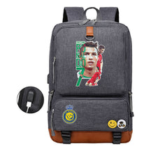 Football Star Cristiano Ronaldo Printed Usb Student Backpack Leisure Travel Backpack