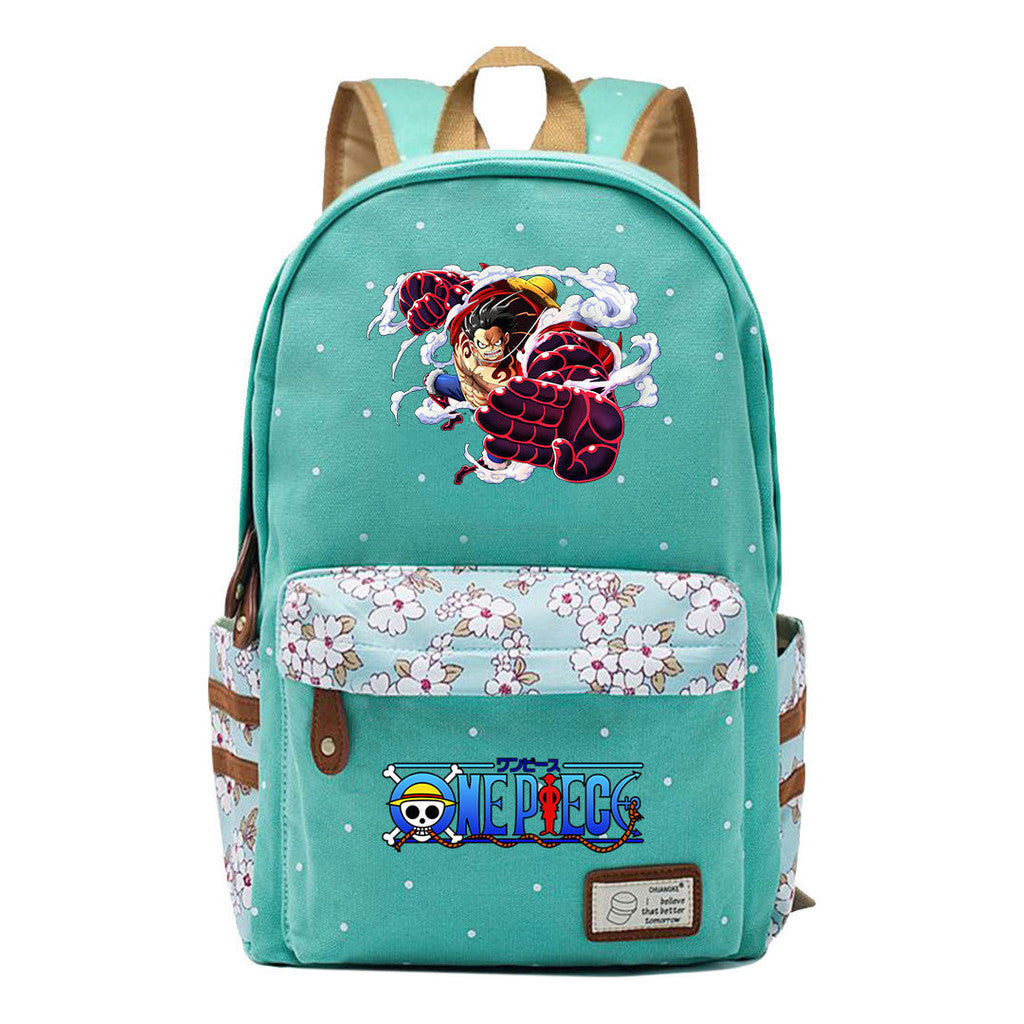 Anime Pirate Wang Lufei Printed Book Bag Fragmented Flower Leisure Backpack