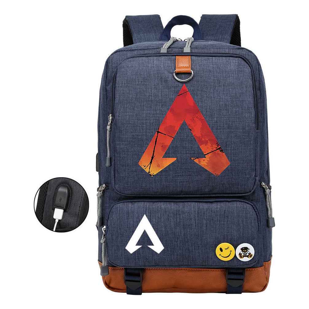 Apex Hero Print Usb Student Backpack Casual Backpack