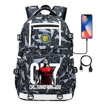 Football Star Cristiano Ronaldo Printed Usb Youth Student Backpack For Men And Women, Backpack For Leisure Travel