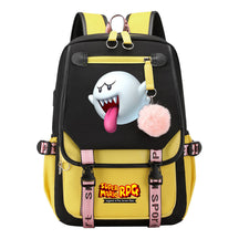 Super Mario Printed Usb Youth Student Backpack For Men And Women With Casual Woven Strap Flap Backpack