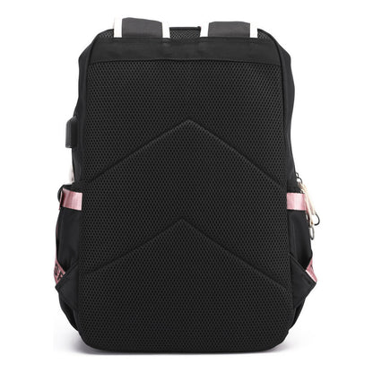Super Mario Printed Usb Youth Student Backpack For Men And Women With Casual Woven Strap Flap Backpack