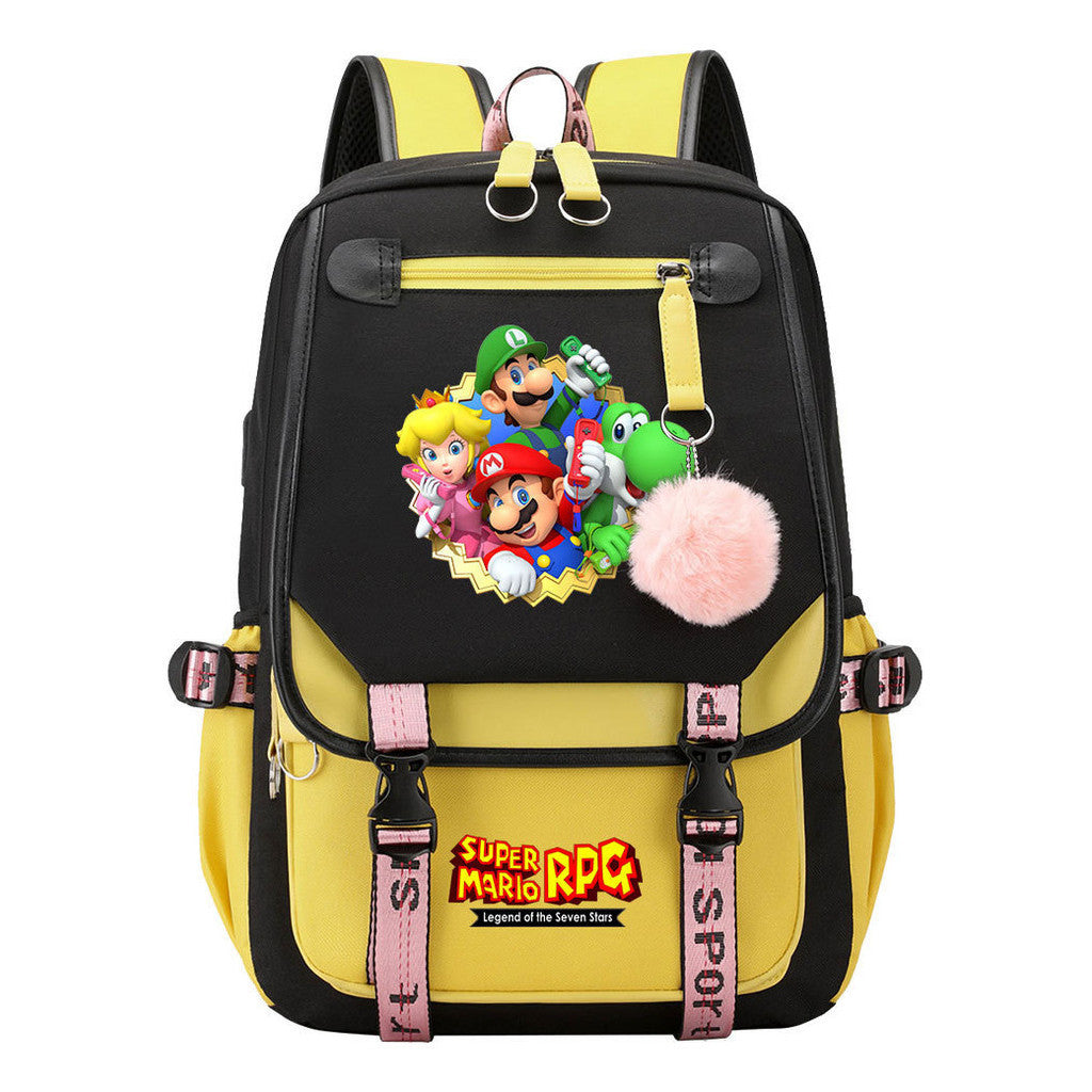 Printed Usb Youth Student Backpack For Men And Women With Casual Woven Strap Flap Backpack