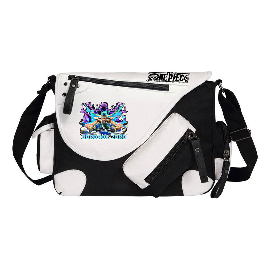 Anime One Piece Print Youth Student School Bag Canvas Single Shoulder Bag Men's And Women's Leisure Straddle Backpack