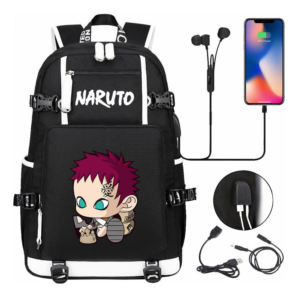 Naruto Usb Large Capacity Youth Student Backpack For Men And Women's Leisure Travel Backpack