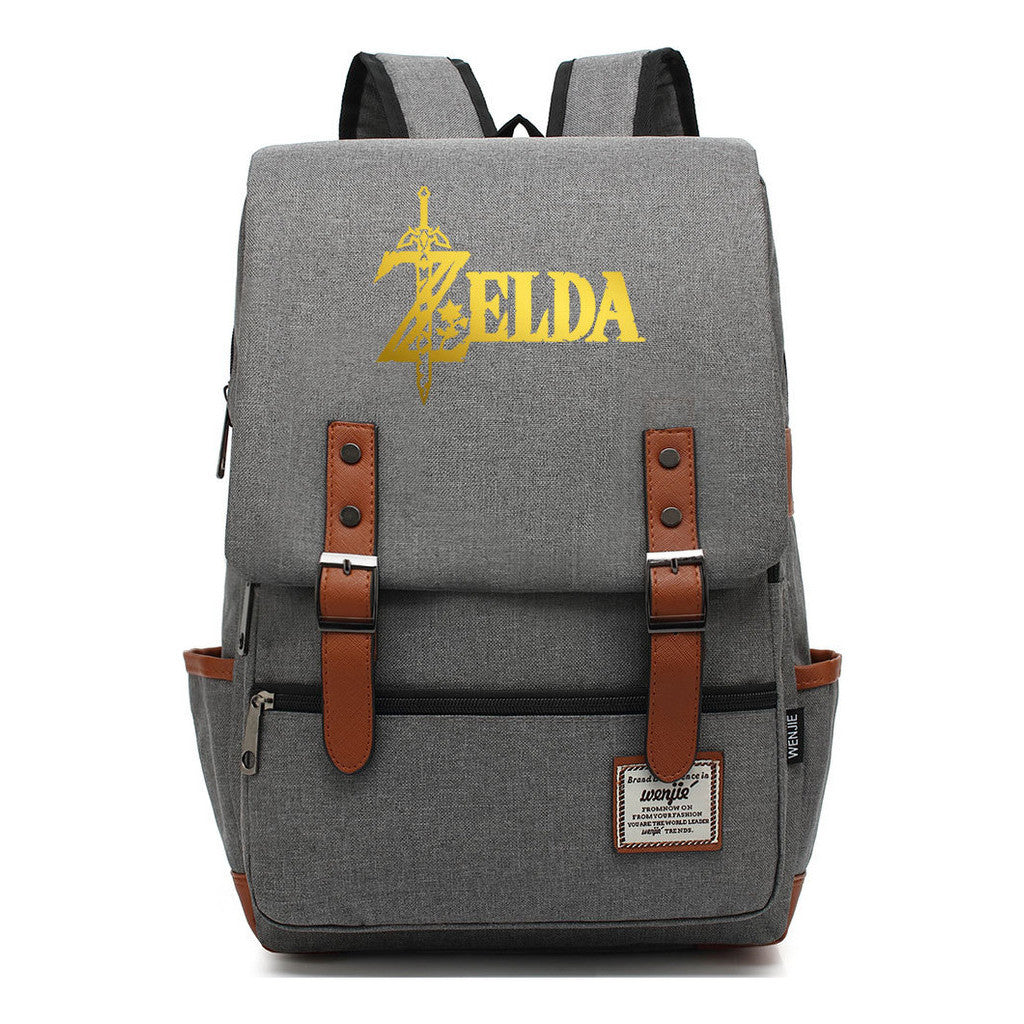 Golden Game Zelda Printed Youth Student Backpack For Men And Women, Casual Belt Buckle, Classic Backpack