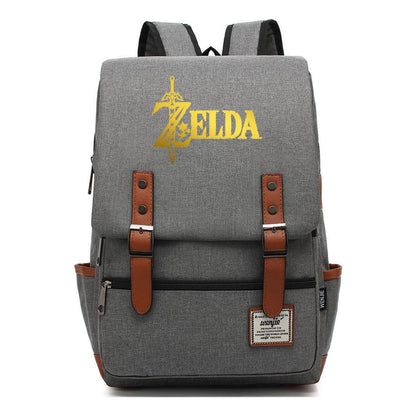 Golden Game Zelda Printed Youth Student Backpack For Men And Women, Casual Belt Buckle, Classic Backpack