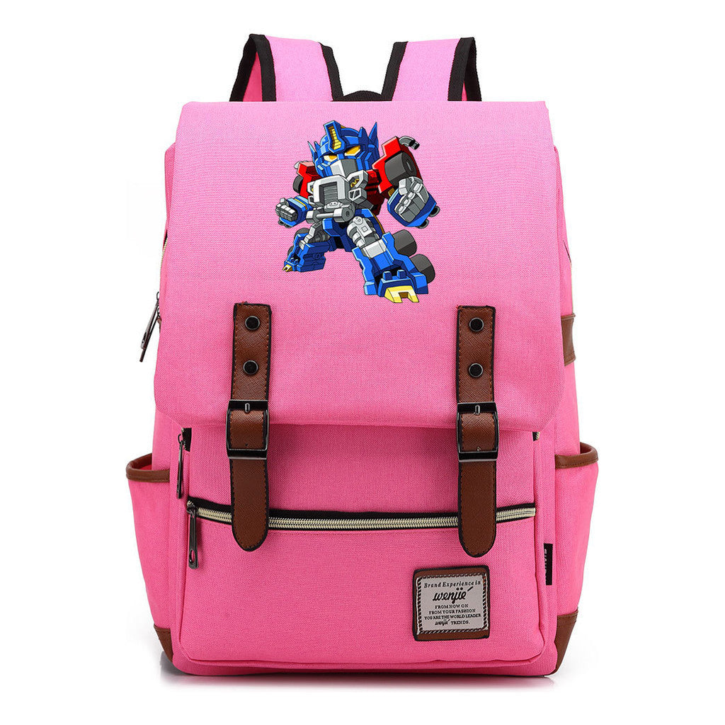 Transformed Mecha Printed Student Backpack For Men And Women's Leisure Backpack