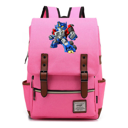Transformed Mecha Printed Student Backpack For Men And Women's Leisure Backpack