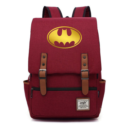 Golden Hero Batman Printed Youth Student School Bag Casual Belt Buckle Classic Backpack
