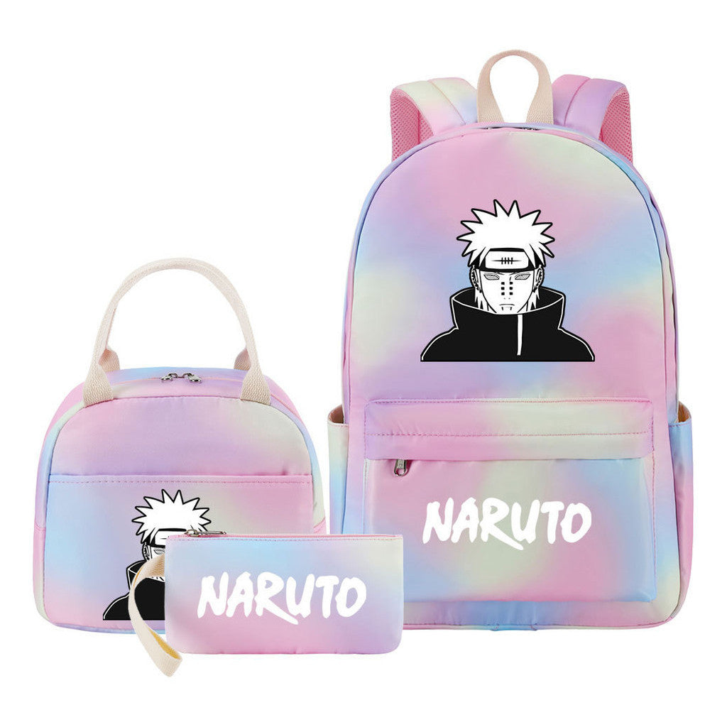 Naruto Student Girl Backpack Lunch Bag Three Piece Set Backpack Set