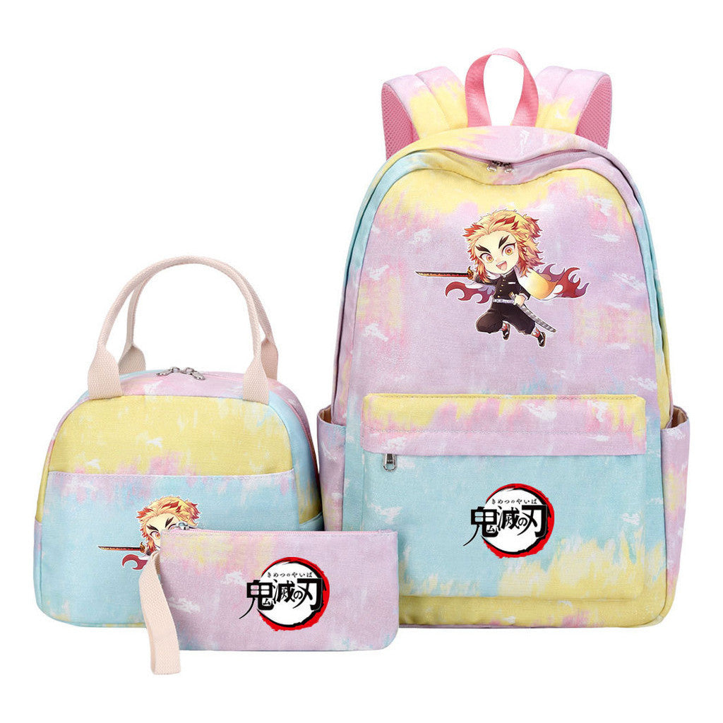 Cartoon Fashion Student Girls School Bag Lunch Bag Three Piece Set Backpack Set