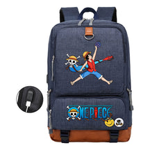 Cartoon One Piece Print Usb Youth Student Backpack For Leisure Travel Backpack