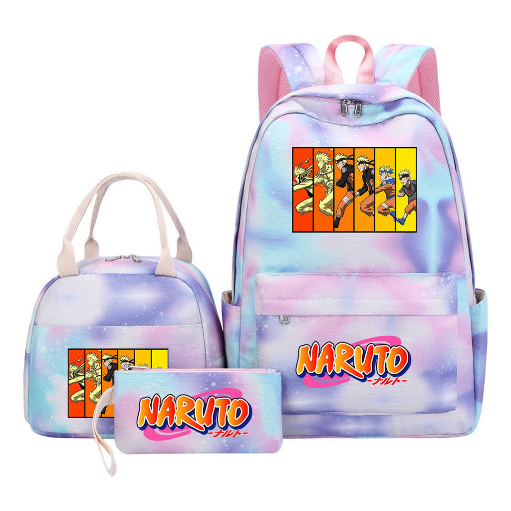 Naruto Teenage Student Girls School Bag Lunch Bag Three Piece Set Backpack Set