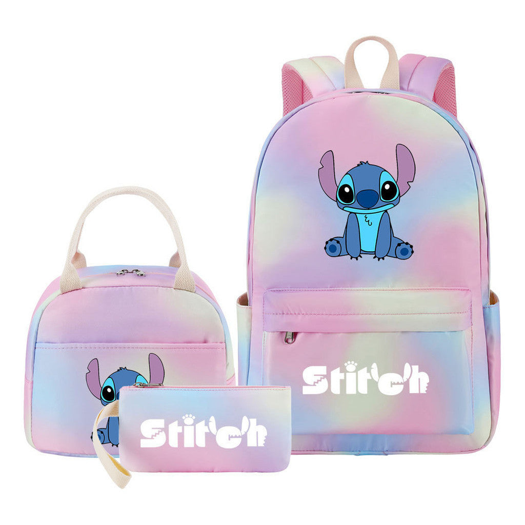Interstellar Baby Stitch Youth Student Girls School Bag Lunch Bag Three Piece Set Backpack Set